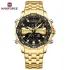 NAVIFORCE 9234 Fashion Brand Black Gold Men Watch Fashion Luxury Quartz Wrist Watches Sport Waterproof Stainless Steel Strap - Golden Black Golden